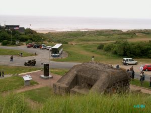 Hyman Haas landede nedenfor til højre for denne bunker på Omaha Beach  ved Le Ruquet - WN65 - nær dalsænkningen Exit E1 på Easy Red.