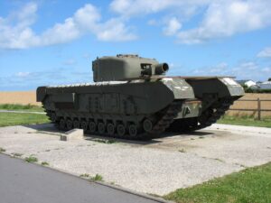 Churhill AVRE kampvogn med Petard morter - Lion-sur-Mer