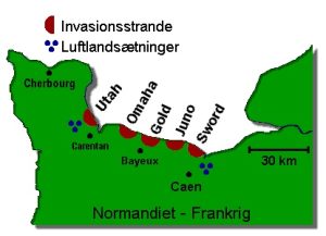 Kort - D-dag - Invasionskysten i Normandiet